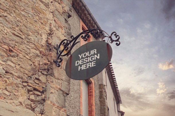 4 Wrought Iron Signboard Mockup (1820)